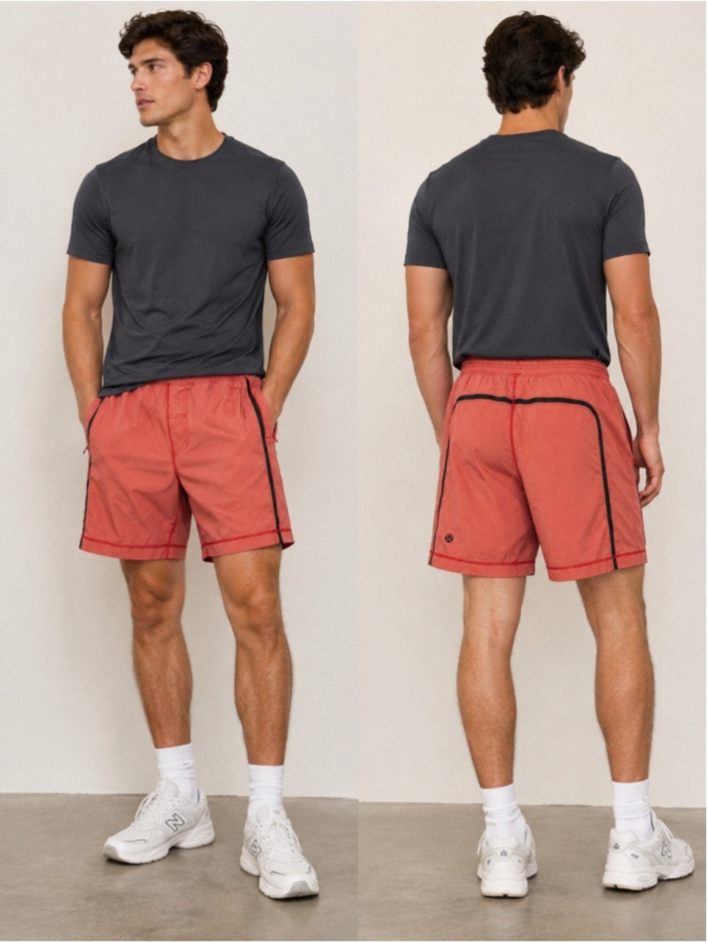 Lululemon Men’s Lined Pace Breaker Shorts Medium Coral Pink Athletic Training Gy